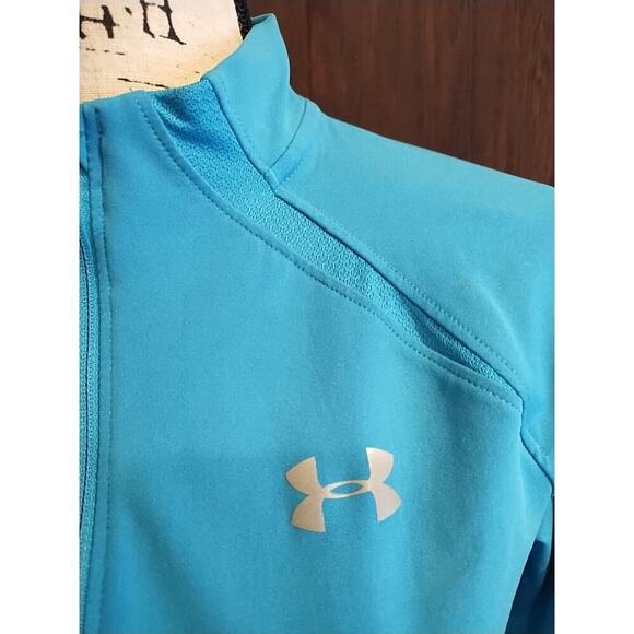 Under Armour Run Womens Small 1/2 Zip Athletic Running turquoise blue top Active - Picture 2 of 5